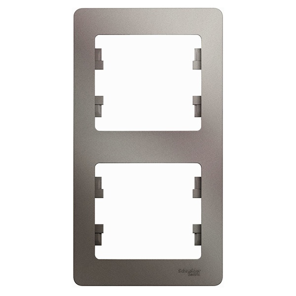 Рамка 2-постовая SE Glossa, вертикальная, платина