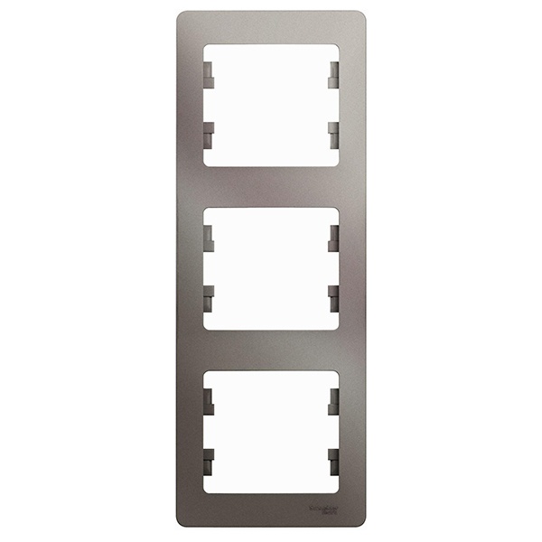 Рамка 3-постовая SE Glossa, вертикальная, платина