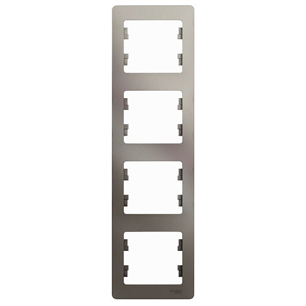 Рамка 4-постовая SE Glossa, вертикальная, платина