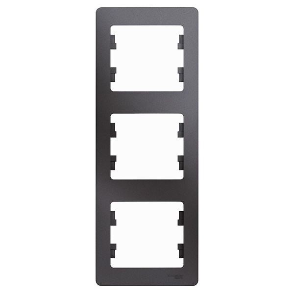 Рамка 3-постовая SE Glossa, вертикальная, графит