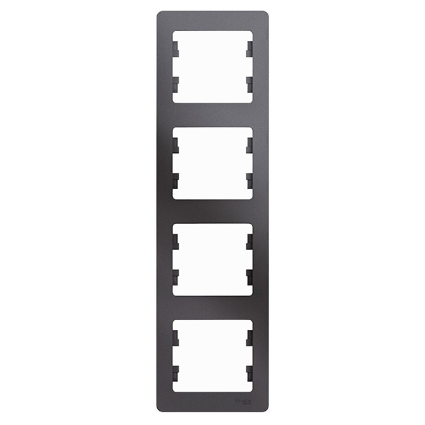 Рамка 4-постовая SE Glossa, вертикальная, графит