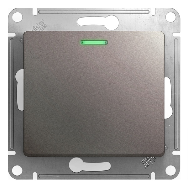 Одноклавишный выключатель с подсветкой SE Glossa 10A механизм, платина