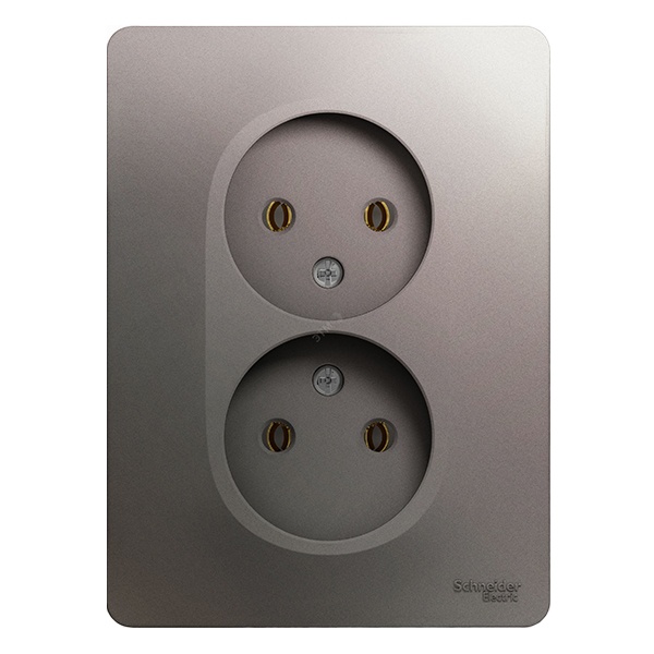 Розетка двойная без заземления SE Glossa 16А 250В в сборе, платина