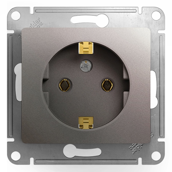 Розетка с заземлением SE Glossa 16А 250В механизм, платина