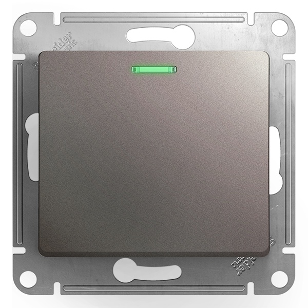 Одноклавишный переключатель с подсветкой SE Glossa 10A механизм, платина