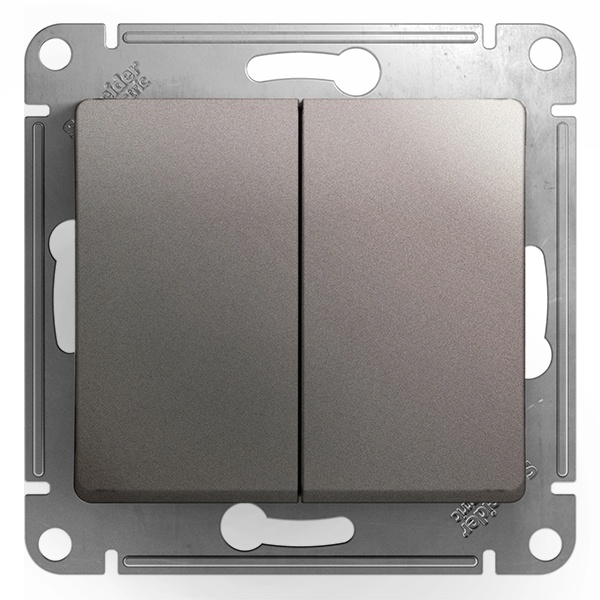Двухклавишный переключатель SE Glossa 10A механизм, платина