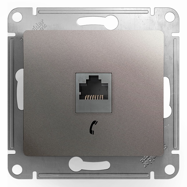 Розетка телефонная SE Glossa RJ11 механизм, платина