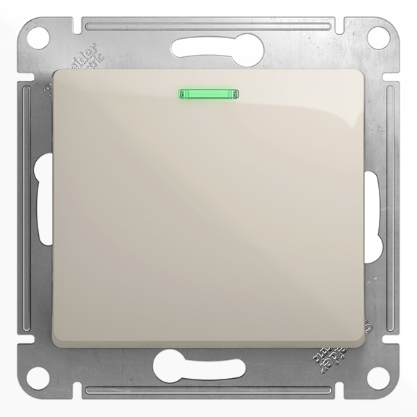 Одноклавишный выключатель с подсветкой SE Glossa 10A механизм, молочный