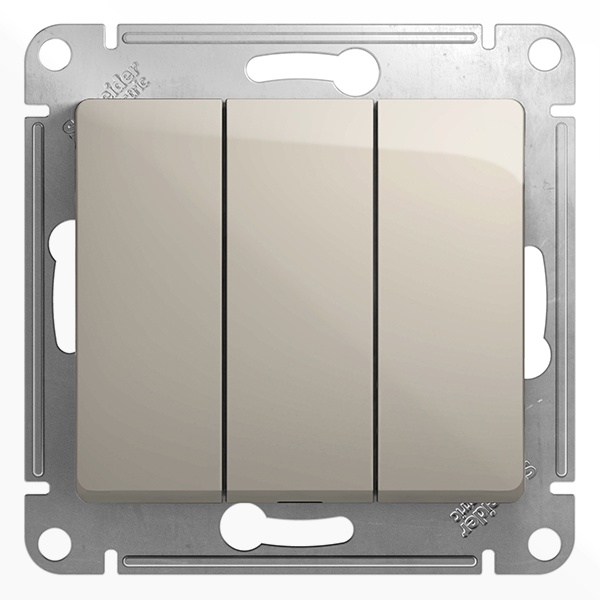 Трехклавишный выключатель SE Glossa 10A механизм, молочный