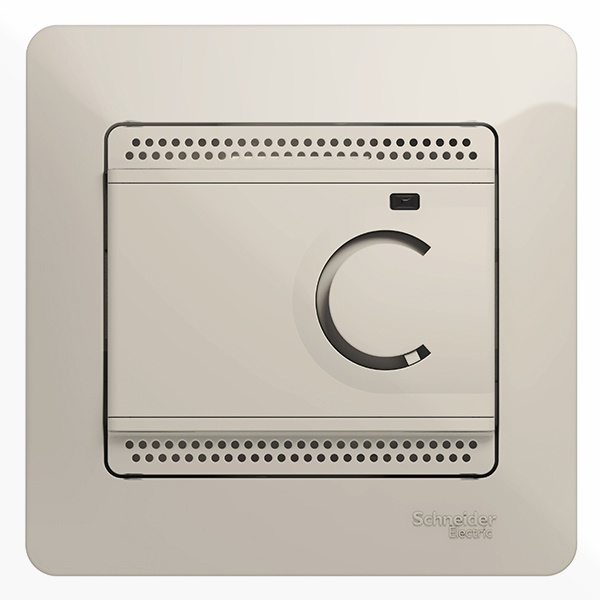 Термостат электронный теплого пола SE Glossa с датчиком от +5 +50C,10A в сборе, молочный