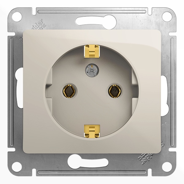 Розетка с заземлением SE Glossa 16А 250В механизм, молочный