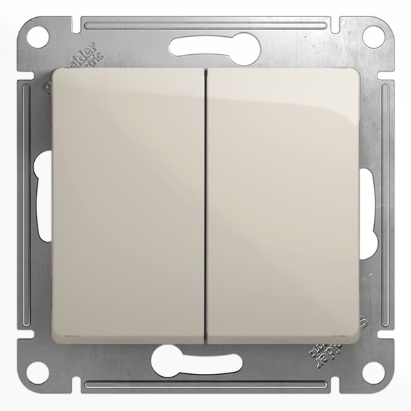 Двухклавишный выключатель SE Glossa 10A механизм, молочный