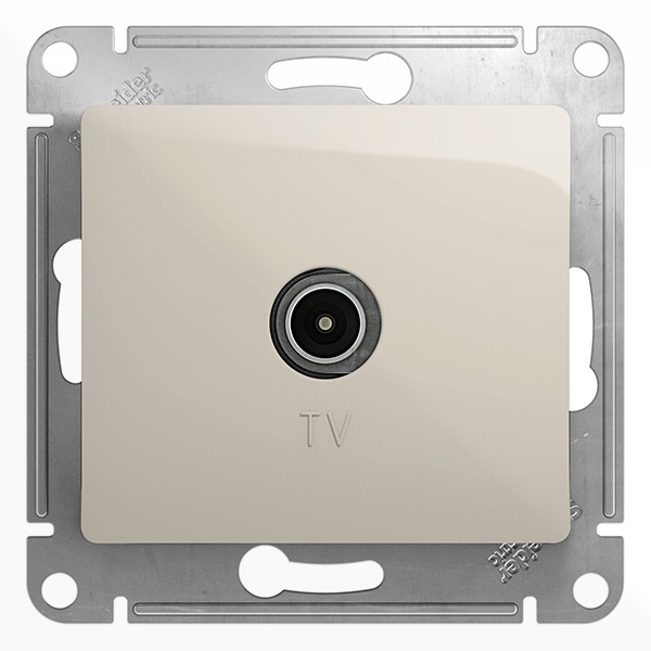 TV Розетка оконечная SE Glossa 1DB механизм, молочный