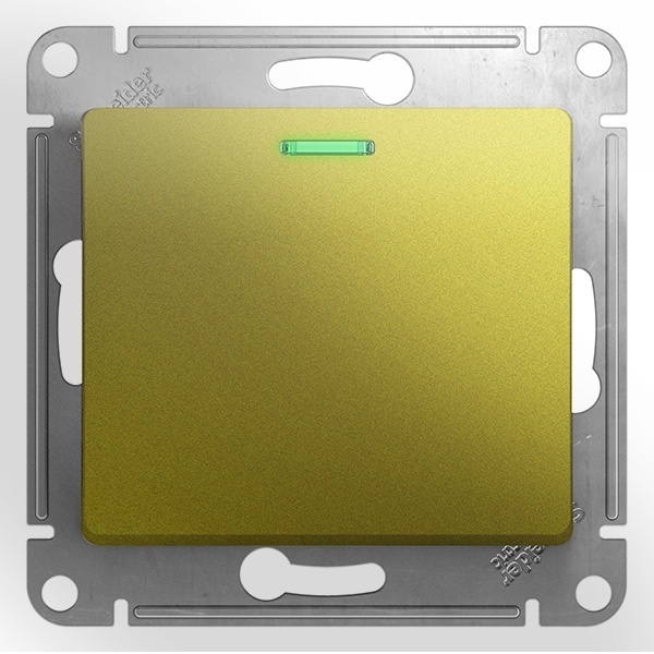 Одноклавишный переключатель с подсветкой SE Glossa 10A механизм, фисташковый