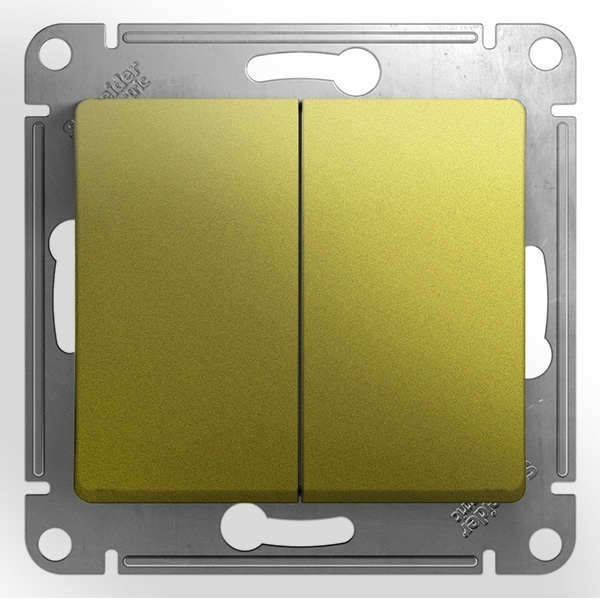 Двухклавишный переключатель SE Glossa 10A механизм, фисташковый