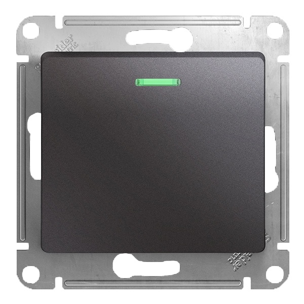 Одноклавишный выключатель с подсветкой SE Glossa 10A механизм, графит