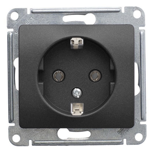 Розетка с заземлением SE Glossa 16А 250В механизм, графит