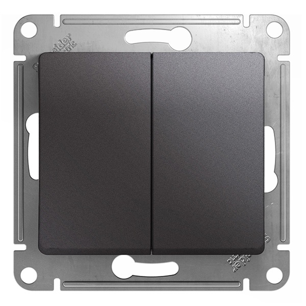 Двухклавишный выключатель SE Glossa 10A механизм, графит