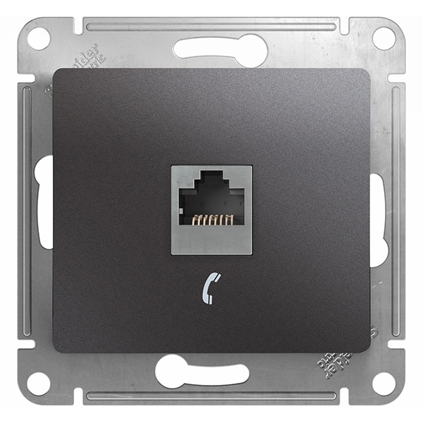 Розетка телефонная SE Glossa RJ11 механизм, графит