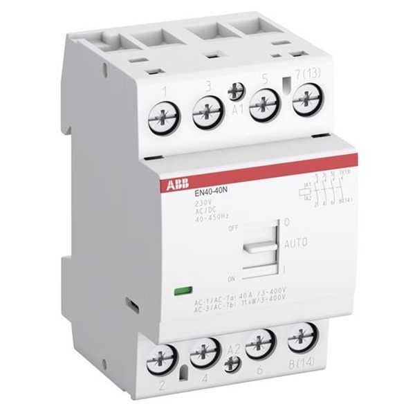 Контактор EN40-40N-06 модульный с ручным управлением (40А АС-1, 4НО), катушка 230В AC/DC 3 модуля