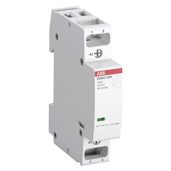 Контактор ESB20-20N-01 модульный (20А АС-1, 2НО), катушка 24В AC/DC 1 модуль
