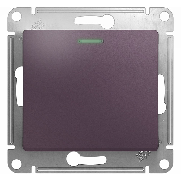Одноклавишный выключатель с подсветкой SE Glossa 10A механизм, сиреневый туман
