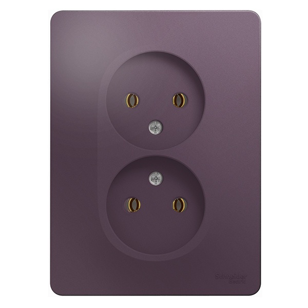 Розетка двойная без заземления SE Glossa 16А 250В в сборе, сиреневый туман