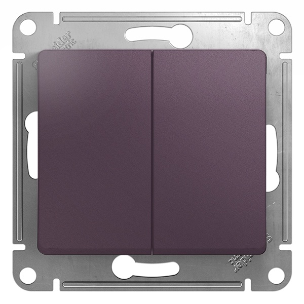 Двухклавишный клавишный выключатель SE Glossa 10A механизм, сиреневый туман