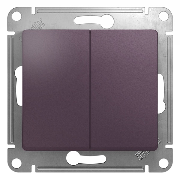 Двухклавишный клавишный переключатель SE Glossa 10A механизм, сиреневый туман