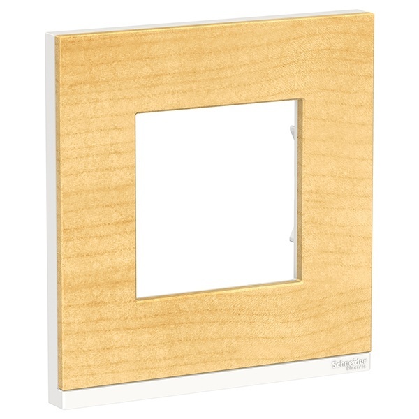 Рамка Unica Pure 1 пост горизонтальная, клен/белый