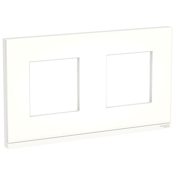 Рамка Unica Pure 2 поста горизонтальная, матовое стекло/белый
