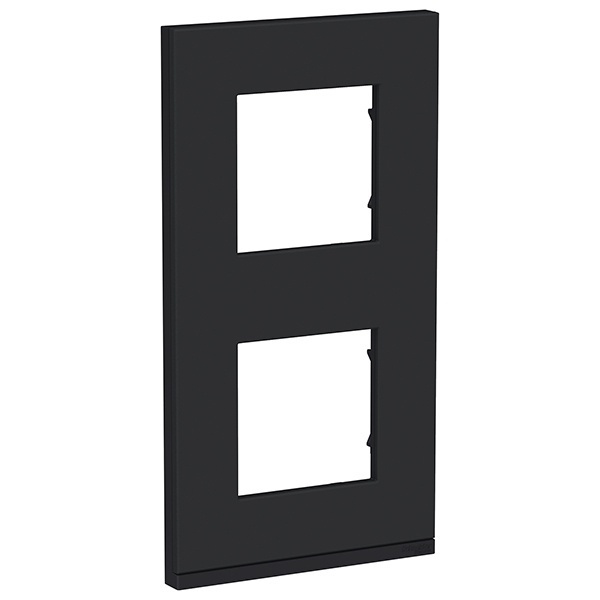 Рамка Unica Pure 2 поста вертикальная, каучук/антрацит