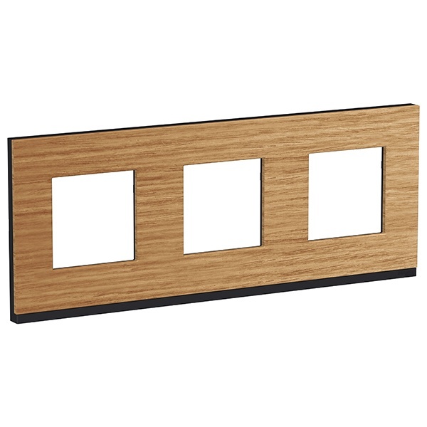 Рамка Unica Pure 3 поста горизонтальная, дуб/антрацит