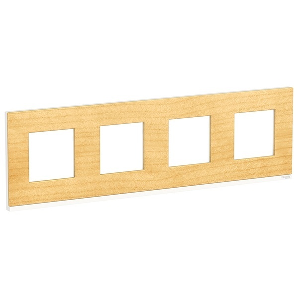 Рамка Unica Pure 4 поста горизонтальная, клен/белый