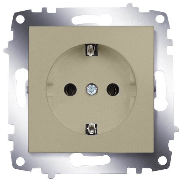 Розетка с заземлением ABB Cosmo титаниум