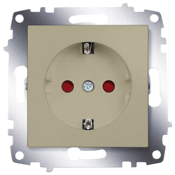 Розетка с заземлением с защитными шторками ABB Cosmo титаниум