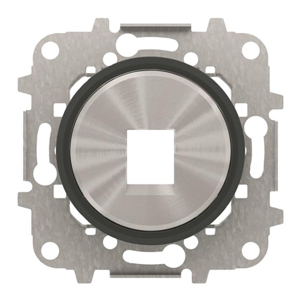 Накладка для 1-го суппорта/разъёма типа RJ 2017,2018 ABB SKY Moon, кольцо чёрное стекло (8618.1 CN)
