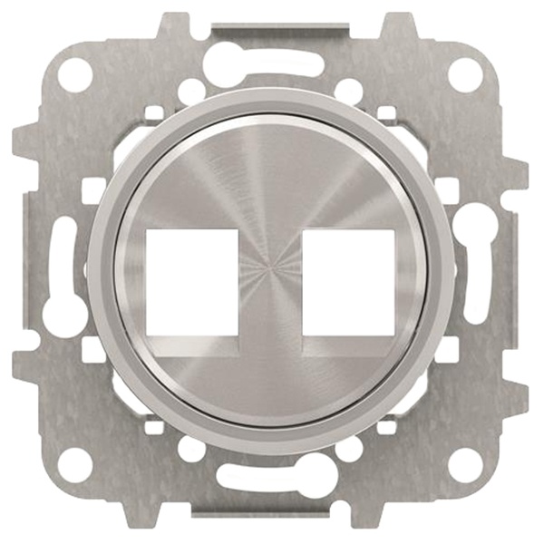 Накладка для 2-х суппортов/разъёмов типа RJ 2017,2018 ABB SKY Moon, кольцо хром (8618.2 CR)