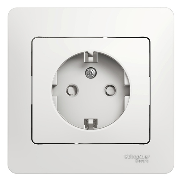 Розетка с заземлением со шторками SE Glossa 16А в сборе, белый