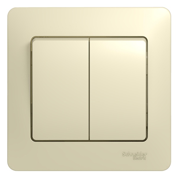 Двухклавишный выключатель SE Glossa 10A в сборе, бежевый