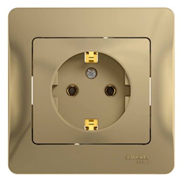 Розетка с заземлением SE Glossa 16А в сборе, титан