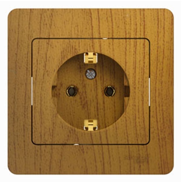 Розетка с заземлением SE Glossa 16А в сборе, дерево дуб