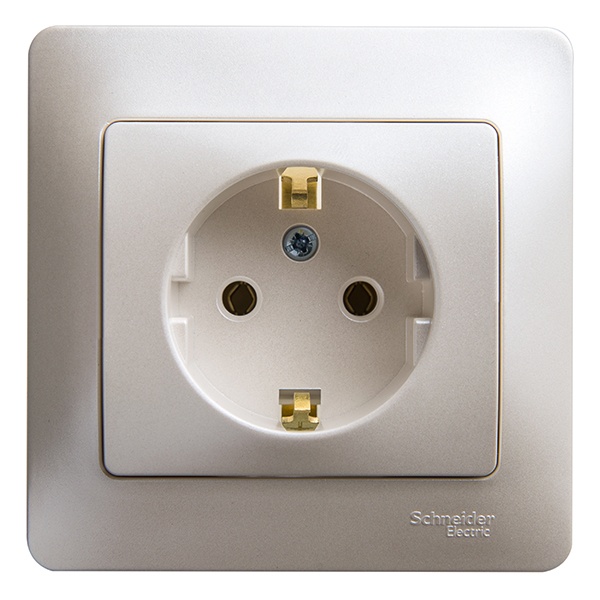Розетка с заземлением SE Glossa 16А в сборе, перламутр