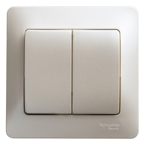Двухклавишный выключатель SE Glossa 10A в сборе, перламутр