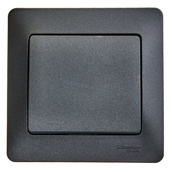 Одноклавишный выключатель SE Glossa 10A в сборе, антрацит