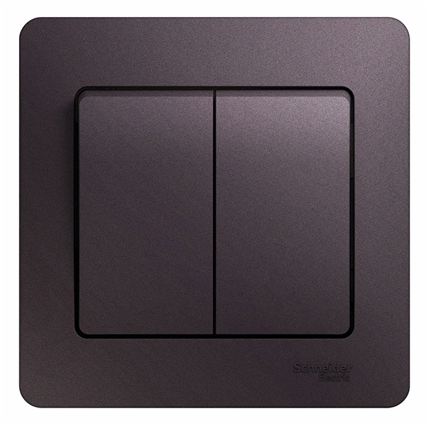 Двухклавишный выключатель SE Glossa 10A в сборе, сиреневый туман