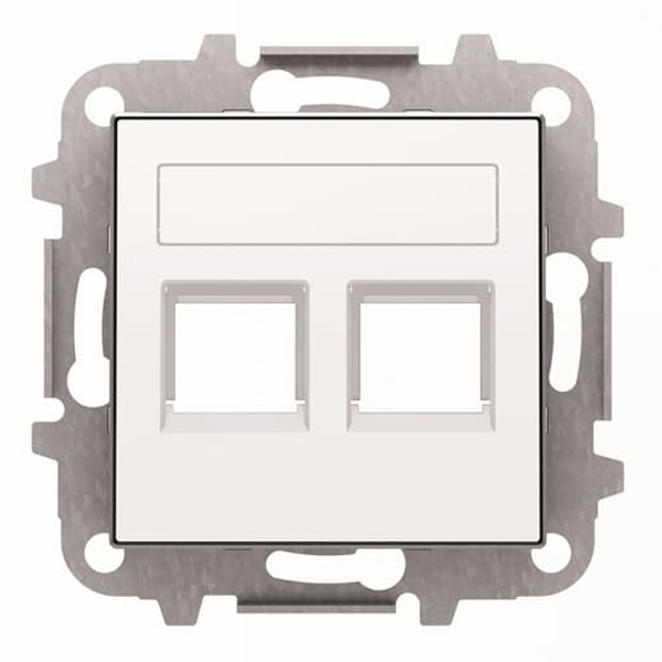 Накладка для 2-х суппортов/разъёмов типа 2017... и/или 2018...ABB Sky, альпийский белый (8518.2 BL)