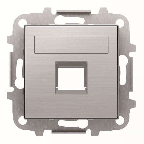 Накладка для 1-го суппорта/разъёма типа 2017... или 2018..., ABB Sky, нержавеющая сталь (8518.1 AI)