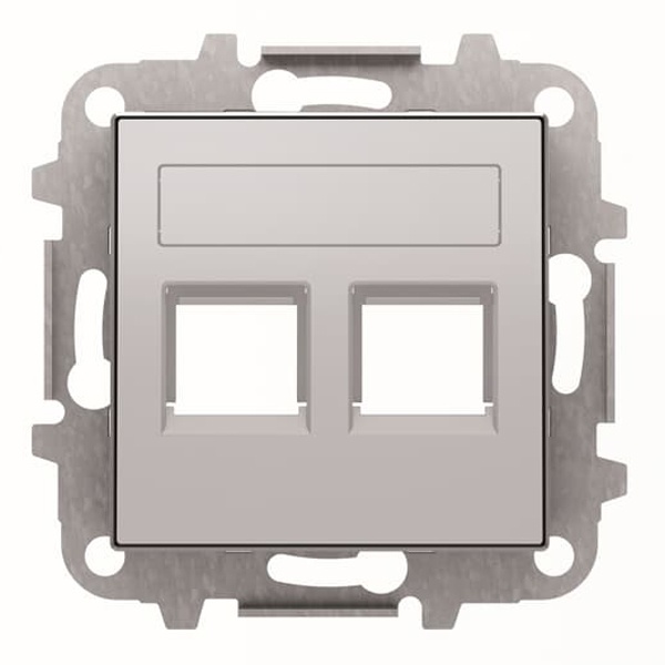 Накладка для 2-х суппортов/разъёмов типа 2017... и/или 2018 ABB Sky, серебристый алюминий(8518.2 PL)