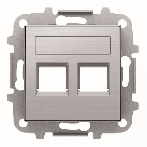 Накладка для 2-х суппортов/разъёмов типа 2017... и/или 2018 ABB Sky, нержавеющая сталь (8518.2 AL)